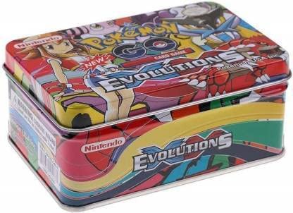 QWICK CLICK Pokemoon Cards in Metal Box Kids Gift-Funny 42 Pcs.