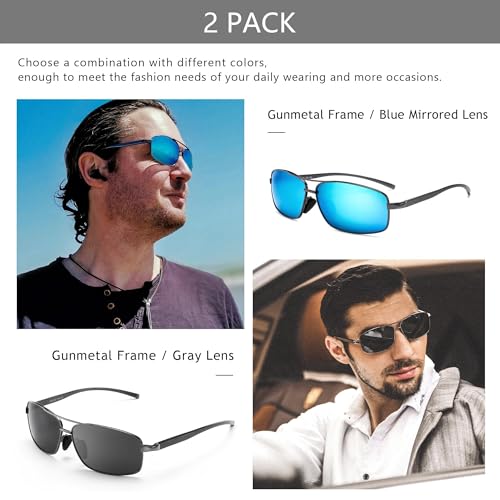 Image of SUNGAIT UV protection Ultra Lightweight Rectangular Polarized Sunglasses