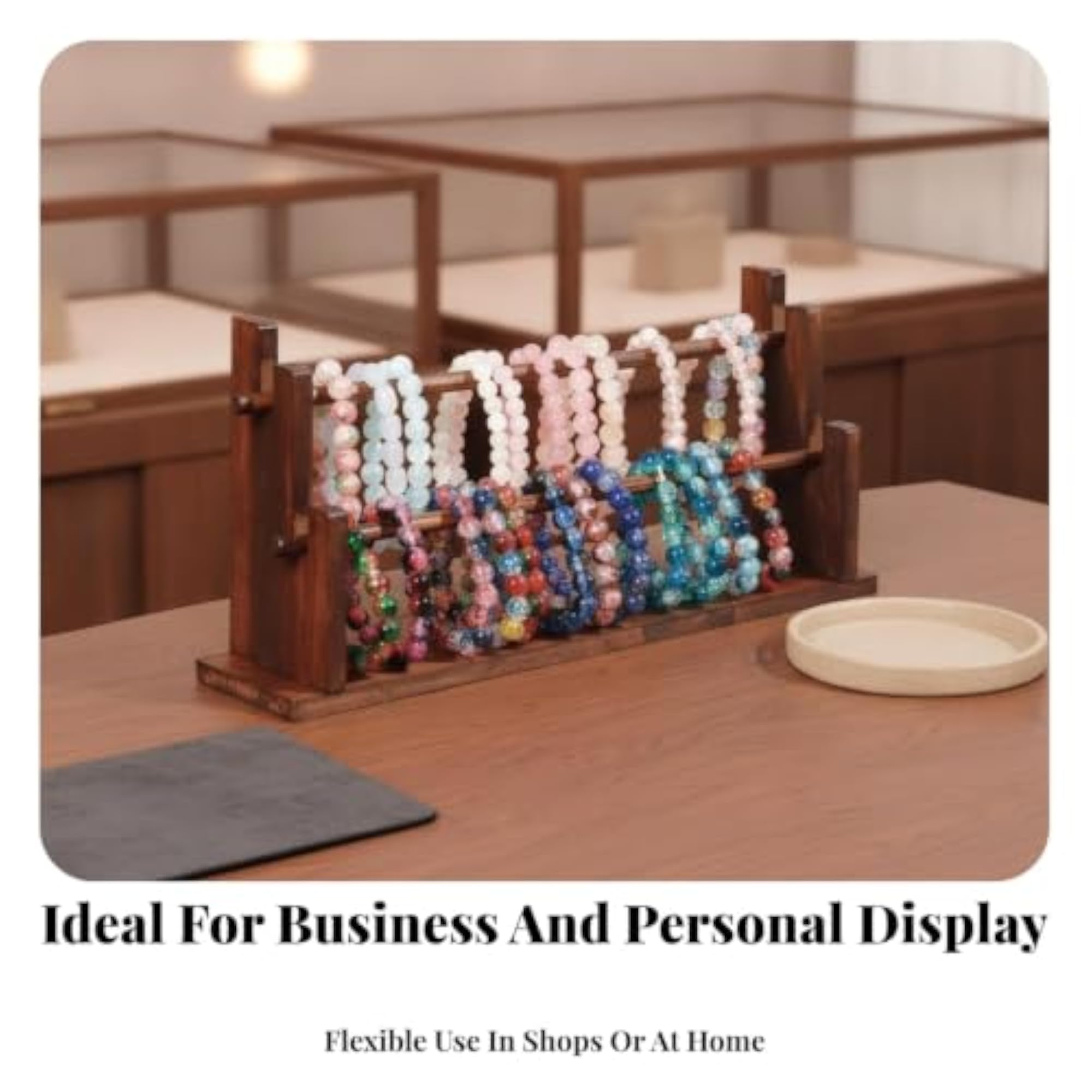Multiple Rods Wooden Bracelet Rack Freestanding Holder, 2-Layer