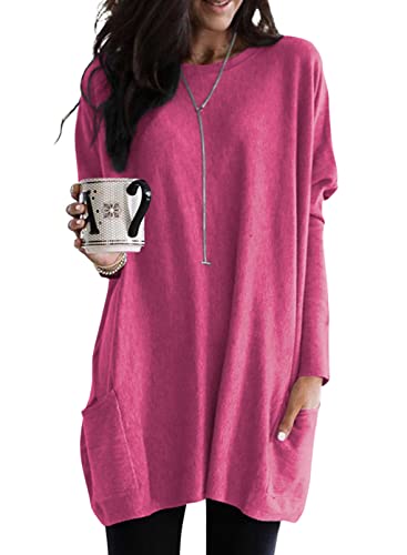Dokotoo Womens Fall Fashion 2025 Long Sleeve Pullover Tunic Tops Crewneck Sweatshirt Dress Casual Mini Dresses