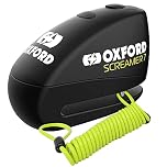 Oxford Screamer 7 Alarm Disc Lock Black LK289 with 1.5M Reminder Cable For Motorcycle Motorbike Security