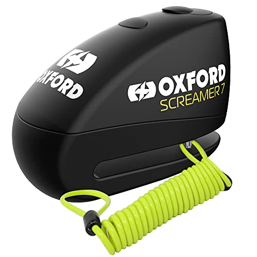 Oxford Screamer 7 Alarm Disc Lock Black LK289 with 1.5M Reminder Cable For Motorcycle Motorbike Security