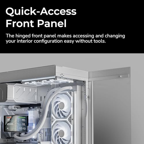 Image of TRYX LUCA L70 White ATX PC Case Panoramic Glass with Front Panel ATX Case Dual Chamber High Modularity 6000-Series Anodized Aluminum Frame Computer Case 420mm Radiator Support USB 3.2 Type-C I /O Panel