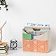 Neateam Zeitungsständer Modern Boho Zeitungshalter, Faltbarer Zeitschriftenständer mit Bambusgriff, Zeitschriftensammler Zeitungskorb für Büro Zuhause und Wohnzimmer - Orange