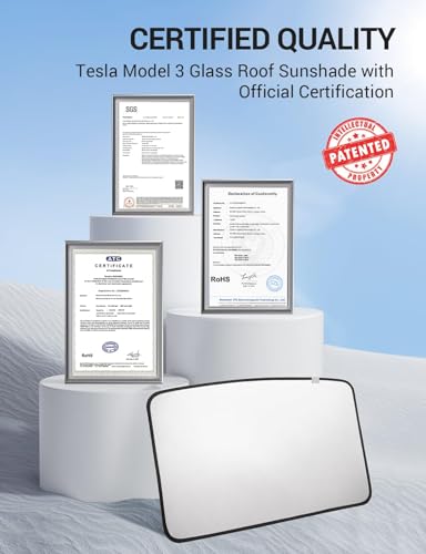 Tesla Model 3 Upgraded Glass Roof Sunshade 2024 Black (No Sag)
