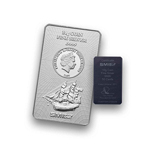 Preisvergleich Produktbild 10g Silberbarren Münzbarren COOK ISLAND - prägefrisch mit Zertifikat (10g)