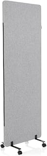 hjh OFFICE Mobile Akustik Trennwand einzeln 177 x 60 cm FLEXMIUT Stoff Hellgrau Raumteiler Mittelpanel mit Rollen & Gleiter 891004