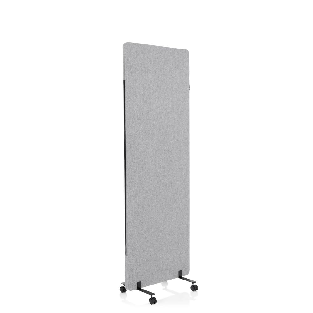 hjh OFFICE Mobile Akustik-Trennwand FLEXMIUT – Mittelpanel, Stoff Hellgrau, 170 x 60 cm, mit Rollen & Gleiten
