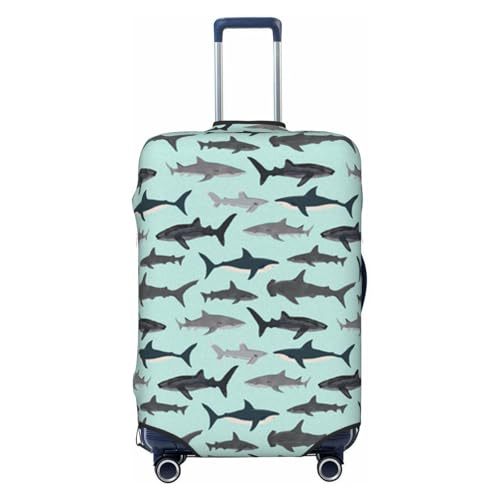 Shark Print Suitcase Cover Luggage Protector Washable Elastic Fashionable Travel Gear Cover