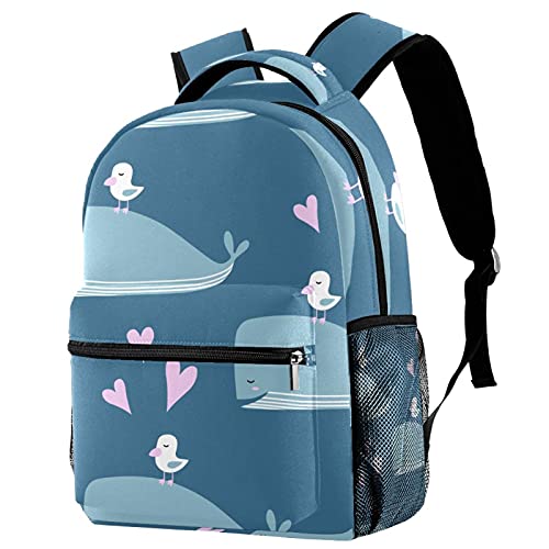 Sac à dos de voyage enfant avec porte-bouteille leisure daypacks bleu baleine