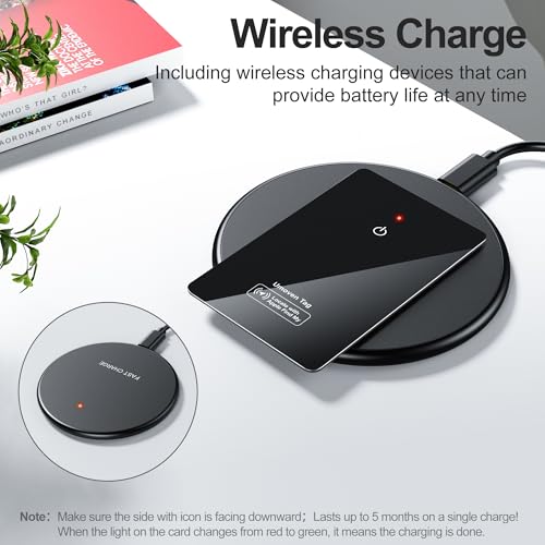 Tracker Card for Apple Find My(iOS Only) - Thin Wallet Finder with Wireless Charger - Item Locator for Wallet, Luggage Tags, ID Card and More - IP68 Waterproof