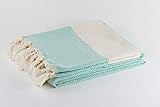 BABEL ARTESANIA Toalla Playa Toalla de baño Turco XL Algodón orgánico - Pestemal Fouta Pareo -Toalla de Sauna Toalla de baño Toalla de Ducha Toalla Hammam Toalla Deportiva 100X180 cm (Turquesa)