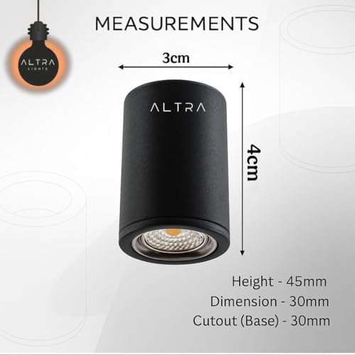 Image of 3W COB LED Surface Mounted Cylinder Downlight | Spotlight for False Ceiling & Wall | for Living Room, Office, Showroom Roof | Natural White, Aluminium Black Reflector | Pack of 6