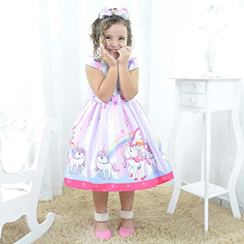 Vestido festa infantil princesa unicórnio e arco-íris
