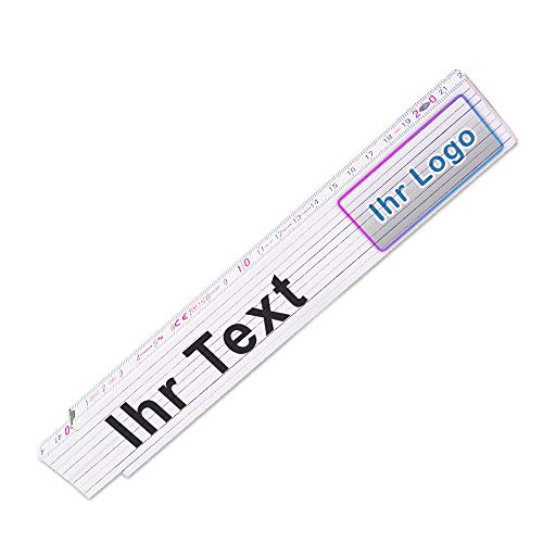 Zollstock mit Wunsch-Text und Firmen-Logo oder Bild - Meterstab individuell einseitig bedruckt - Glieder-Maßstab personalisiert