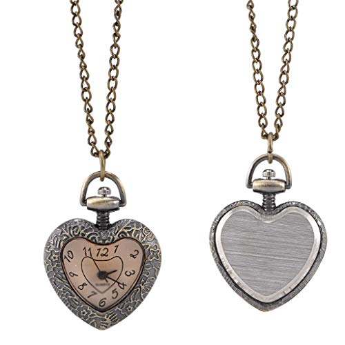 Preisvergleich Produktbild JJSPP Damen Steampunk Taschenuhr Herz Anhänger Halskette Kette im Geschenkkarton