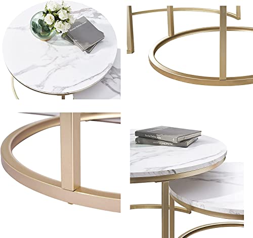 HJhomeheart Set di 2 Tavolini Rotondi, Tavolini