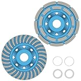 2 Stück Diamant Schleiftopf 115mm Diamant Schleifscheibe Bohrung 22mm Doppelreihig Betonschleifer Topfschleifer für Beton, Granit, Naturstein, Mauerwerk, Fliesenkleber, Estrich