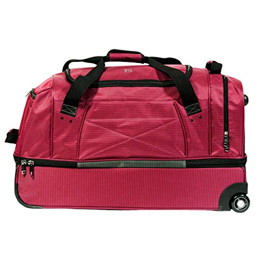 FUL Tour Manager Deluxe 30in Rolling Duffel Bag, Split Level Storage, Red