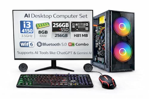 AI Ready Desktop Computer Set with 20" LED Monitor – Core i3-4130...