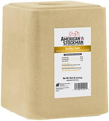 North American Salt 41021 American Stockman Sulphur Block Salt Pet Supplement, 50-Pound