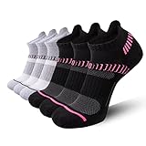 FLYRUN Womens Athletic Ankle Socks Women 6 Pack Performance Cushioned Low Cut Running Tab Socks