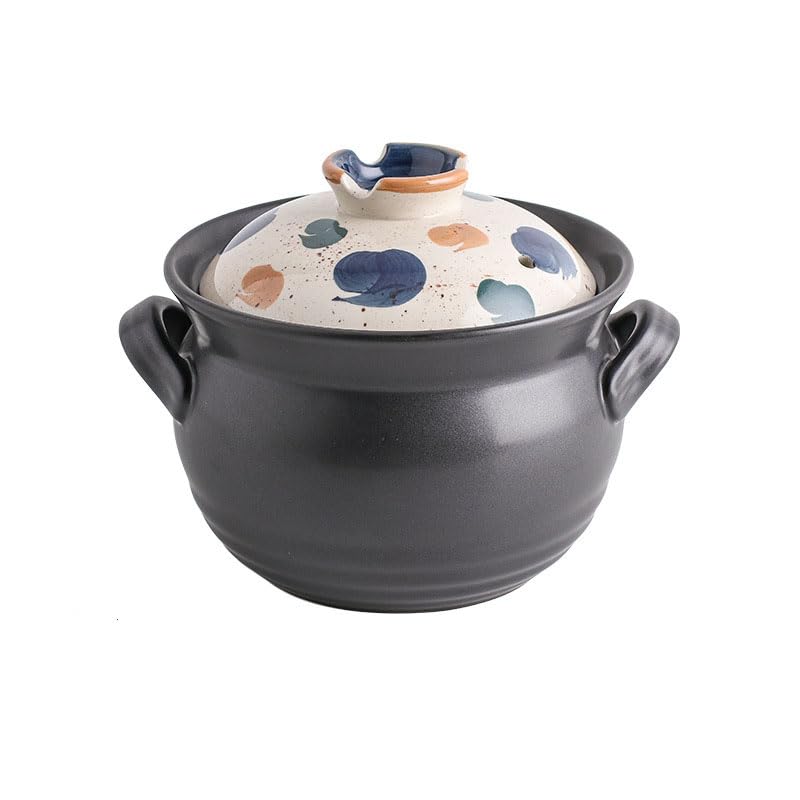 Japoński ceramiczny garnek do gotowania, tradycyjny garnek z kamionki z pokrywką, żaroodporny garnek gliniany do gulaszu, ryżu i gorącego garnka, 3,5 l/2,5 l/1,5 l, 1,5 l/1,6 l, punkty