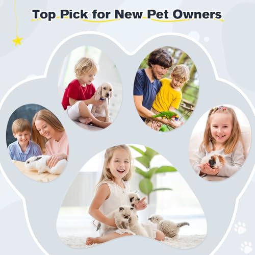 Euqvunn Krallenschere Katzen, Professional Krallenschere Kaninchen mit Doppelschneide und LED Beleuchtung, für Kätzchen, Kaninchen, Meerschweinchen, Welpen, Mittlere und Kleine Tiere (Grau Weiß)