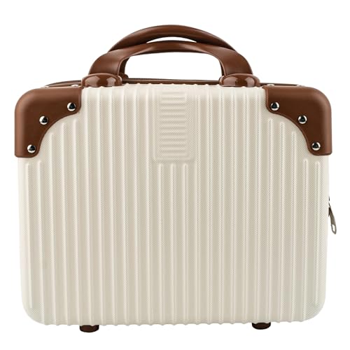 Framendino, Portable Hard Shell Cosmetic Suitcase Makeup Travel Case Beige