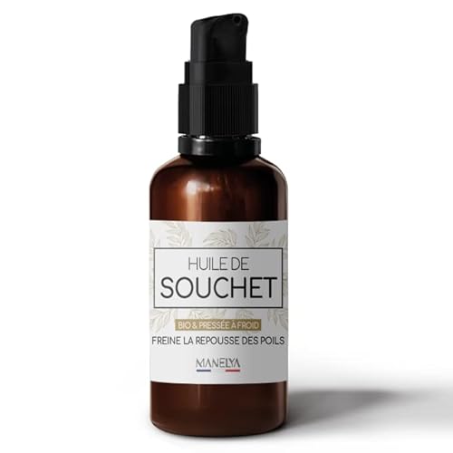 Huile de Souchet BIO - 50 ml - Retarde la pousse des poils - Soin des cheveux - Flacon en verre ambré avec spray (100 ml) Cover