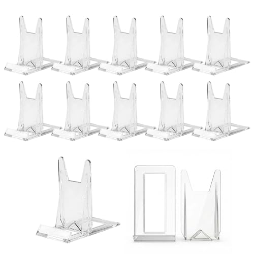 Rundago 12 Piezas Soporte Platos Transparente, Caballete Expositor Ajustable, Atril para Libros, Fotos y Tarjetas, Stand Acrílico Estable para Decoración y Coleccionables 🔥