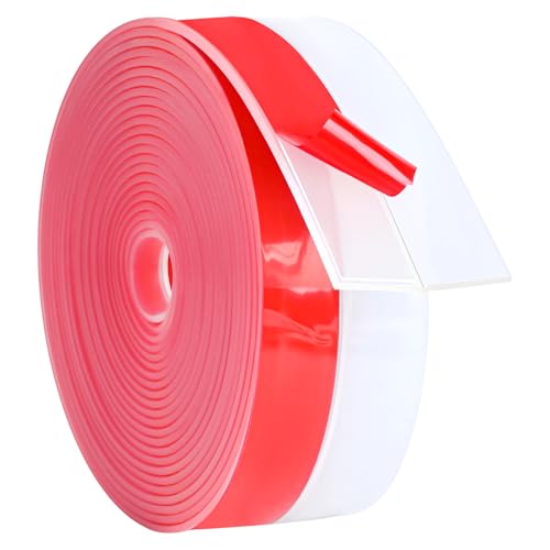 ToLanbbt Weather Stripping Silicone Door Seal Strip 2 in x 20 ft Door Draft Stopper Self Adhesive Door Draft Tape Side & Bottom Gaps Insulation Strip for Glass Shower Door Sliding Door Window Clear