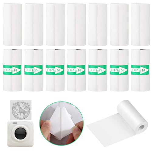 14 Rolls Thermal Printer Paper, 7 Self-Adhesive + 7 Non-Adhesive, 57 x 25mm Mini Printer Sticker Printing Paper for Kids Instant Camera and Mini Label Printers