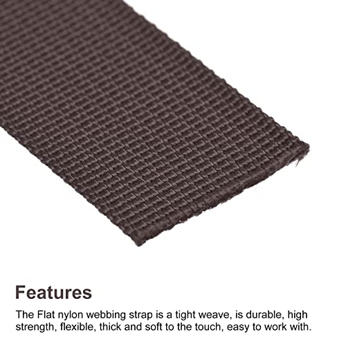 Image of MECCANIXITY Flat Nylon Webbing Strap 1 Inch 10 Yards Brown for Backpack, Luggage-rack