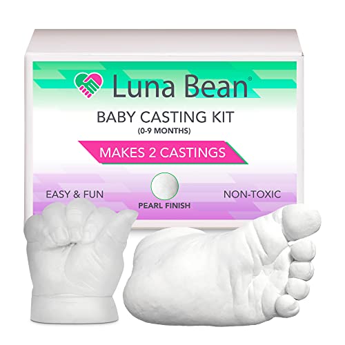 Image of Luna Bean Baby Keepsake Foot & Hand Casting Kit - Casting Kit - First Mothers Day Gifts DIY, Baby Keepsake Kit Gender Neutral Baby Shower Gifts Baby Boys & Girls, Newborn Gifts Registry (Pearl)