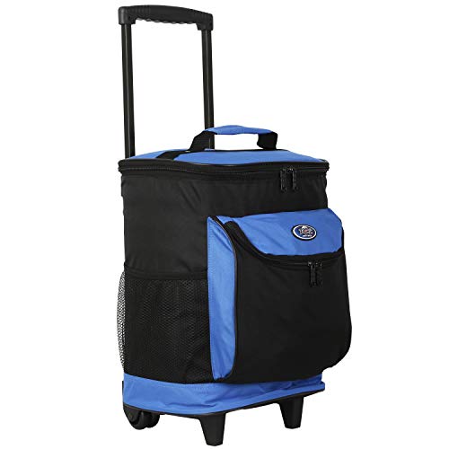 16" Cool Carry 2-Section Rolling Cooler with Thermal Insulation, Blue Color Option