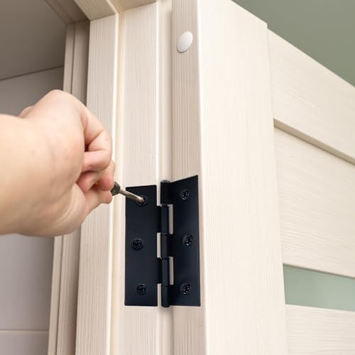 Antrader Cabinet Gate Closet Door Hinge 2-2/5'' Long Home Furniture Hardware Folding Butt Hinge Black Pack of 12 - Image 4