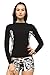 Private Island Women UPF 50+ Rash Guard Top Long Sleeve Swimsuit T- Shirt Workout (XXL, Black P-RGT)