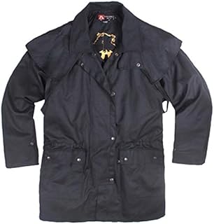 Kakadu Australia Cowboy Saddle Slicker Rain Jacket Duster -Workhorse Half Length Unisex Black