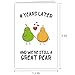 Supoeguk Funny 4th Anniversary Card for Wife Husband, Sweet Four Years Card for Him Her, Cute Pear Love Card, Romantic Valentines Day Card