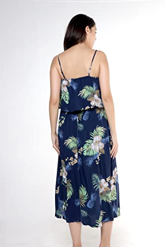 Image of Matchable Family Hawaiian Luau Men Women Girl Boy Clothes in Pineapple Garden Navy