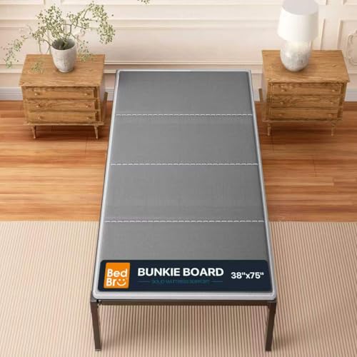 BedBro Twin Bunkie Board 10mm (38 x 75) Grey Under Mattress Support Anti-Sag & Noise-Free Breathable Low Profile Bed Board for Metal Frame Slatted Beds &Platform