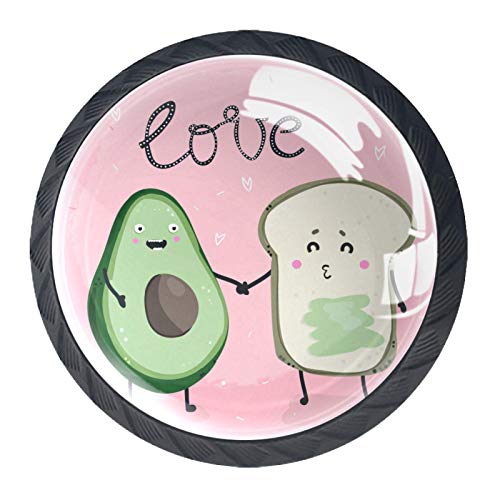 Avocado und Toast Schrank Knöpfe - 4 Stück Schrankknöpfe Schubladenknöpfe Möbelknöpfe Möbelgriffe Möbelknauf Schrankgriffe für Küche Büro