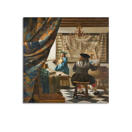 Poster Johannes Vermeer L'art de la peinture sur toile 50x50 cm