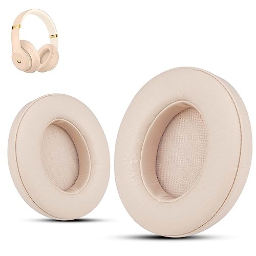 Almohadillas para auriculares Beats Studio 3 Wireless, compatibles con Beats Studio 2 y 3 con cable o inalámbricos (modelos B0500 y B0501), piel sintética y espuma viscoelástica, color dorado satinado miniatura 1