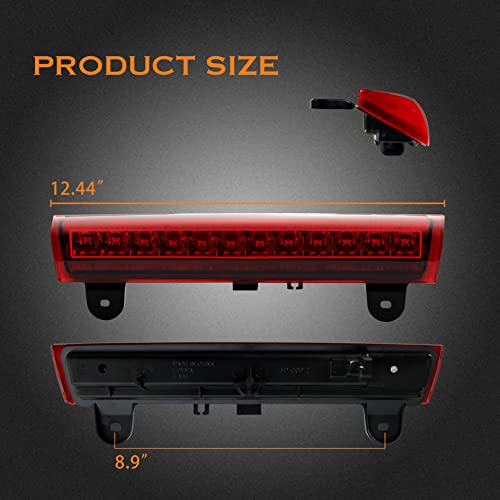 Image of Third 3rd Brake Light, LED High Mount Stop Light Replacement for 2000 2001 2002 2003 2004 2005 2006 Chevy Tahoe Suburban /GMC Yukon XL Denali, Rear Center Cab Roof Tail Lamp, Red Lens