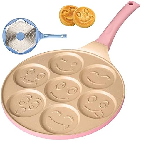 Erreke Pancake Pan, Non Stick Crepe Pan, All Types of Kitchens and Induction Hobs, Fun Design for Kids and Cooking, Soft Touch Handle, 26 cm, Pink Color Cover