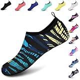 Recommended 1: CONVENIENCE - Smooth neck design prevents chafing when wearing our water shoes. It is convenient to wear and take off. Recommended 2: COMFORTABLE FIT -- Breathable and smooth fabrics with fine stretch on uppers. Like socks, flexible an...