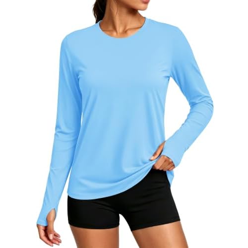 MAGCOMSEN Women's Long Sleeve Rash Guard Tshirts UPF 80+ Sun Shirt Swim Top