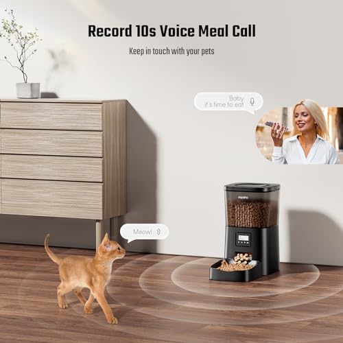 Espelho DU4LB-KS-02 Automatic Cat Food Dispenser: Automatic Cat Feeder- 4L Timed Pet Feeder 1-6 Meals Portion Control thumb #2